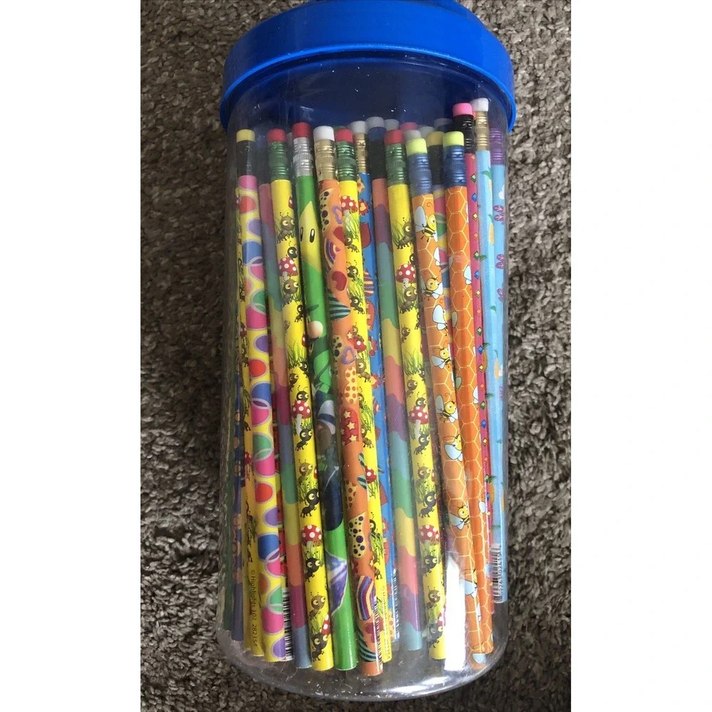 Cute School Pencils #2 Lead 150 Count In A Vintage Highlights Pencil Keeper New